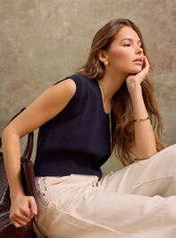 Lumina Cashmere V-Neck Sweater Vest Detail 3 - TULLABEE