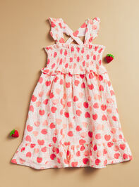 Clara Strawberry Smocked Dress Detail 2 - TULLABEE