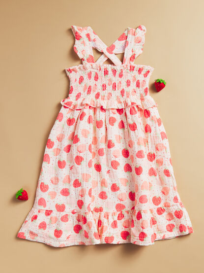 Clara Strawberry Smocked Dress - TULLABEE