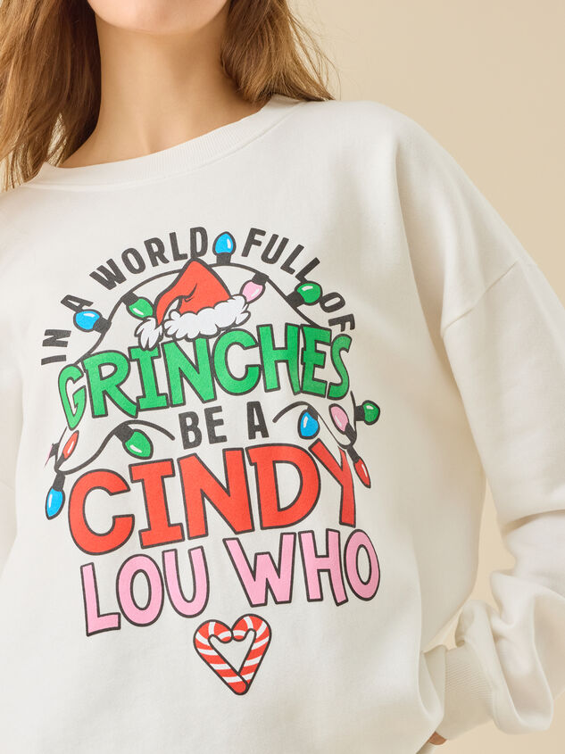 Be Cindy Lou Who  Mama Sweatshirt Detail 4 - TULLABEE