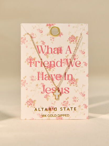 18K Gold Friend In Jesus Cross Necklace - TULLABEE