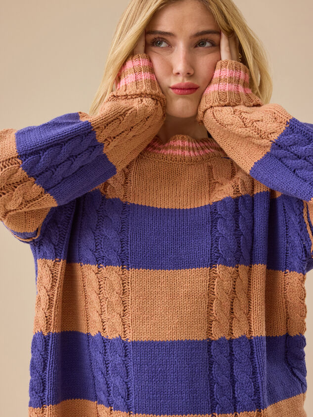 Cece Varsity Stripe Sweater Detail 5 - TULLABEE