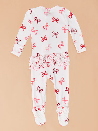 Candy Cane Cutie Ruffle Footie - TULLABEE