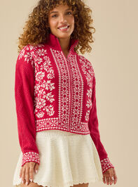 Kiley Fair Isle Zip Up Sweater Detail 3 - TULLABEE