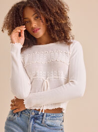 Stevie Ruffle Trim Sweater Detail 3 - TULLABEE
