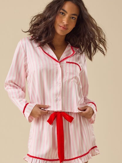 Rosemary Satin Stripe Sleep Short - TULLABEE