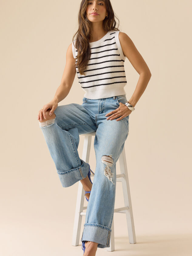 Layla Striped Tie Back Vest Detail 2 - TULLABEE