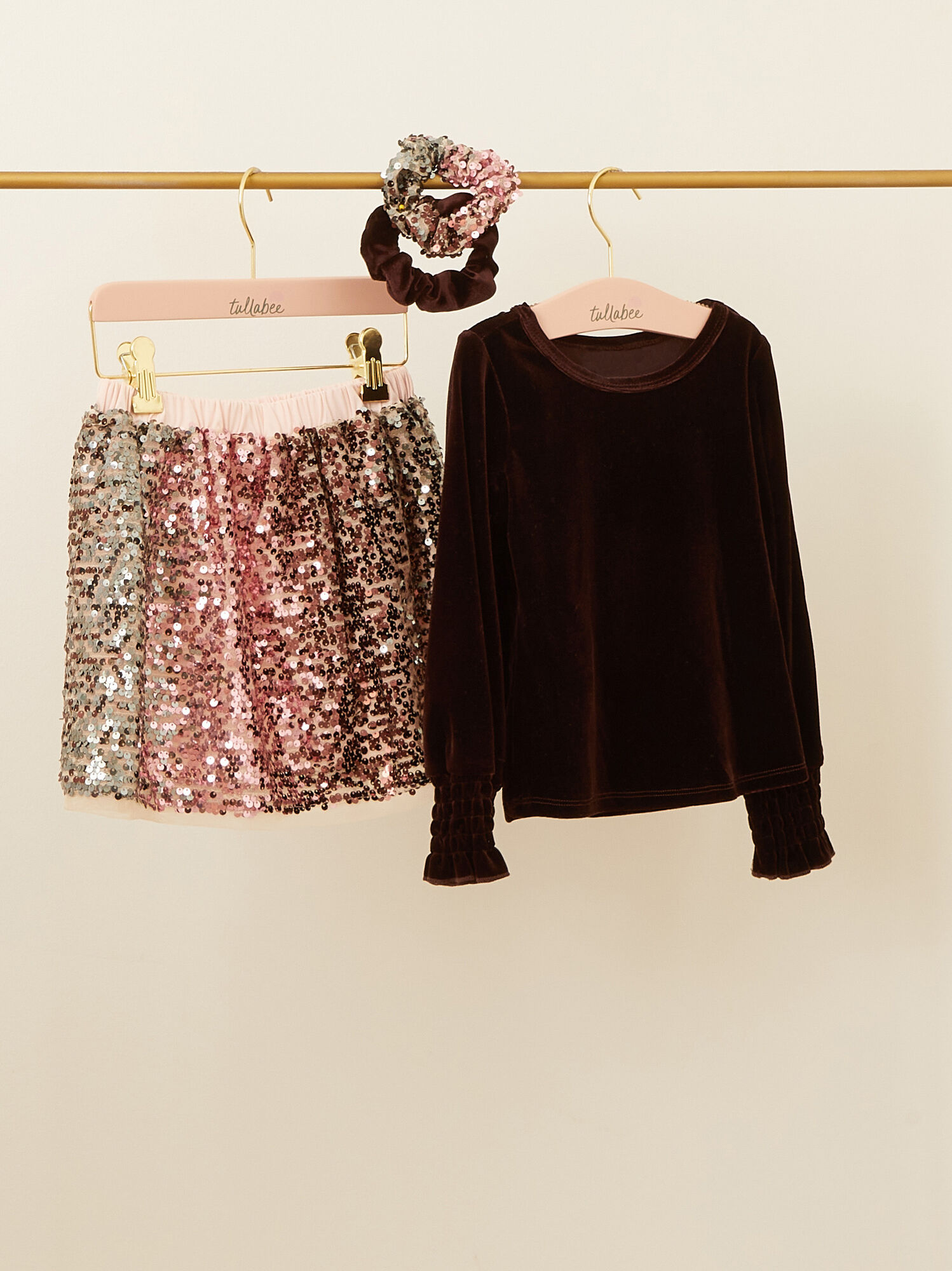 Bethany Youth Velvet Top and Sequin Skirt Tullabee