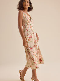 Andie Floral Satin Midi Dress Detail 2 - TULLABEE