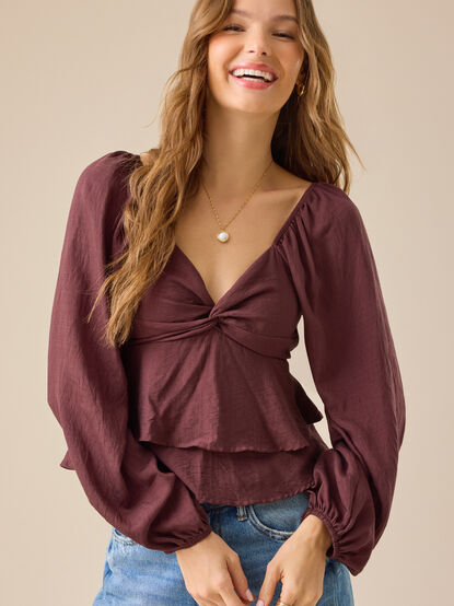 Tanya Twist-Knot Babydoll Top - TULLABEE