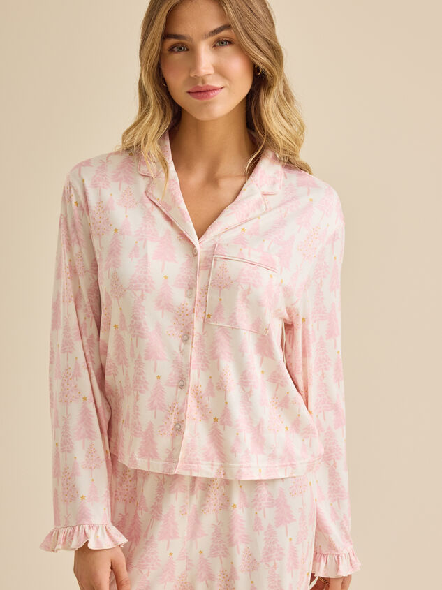 Gloria Christmas Tree Sleep Top Detail 3 - TULLABEE