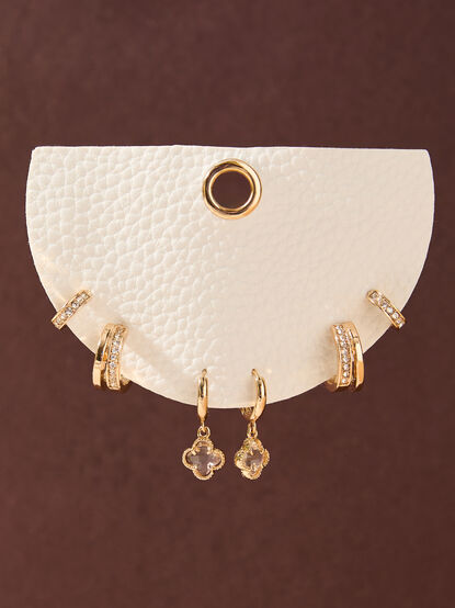 Crystal Clover Mini Hoop Earring Pack - TULLABEE