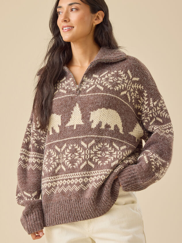 Elowen Bear Quarter Zip Detail 3 - TULLABEE