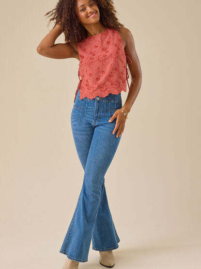 Jaycie Embroidered Side Tie Tank - TULLABEE