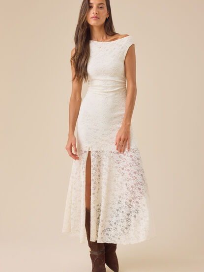 Valerie Asymmetrical Lace Maxi Dress - TULLABEE