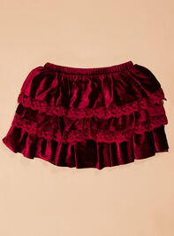 Ruby Tiered Velvet Skirt Detail 2 - TULLABEE