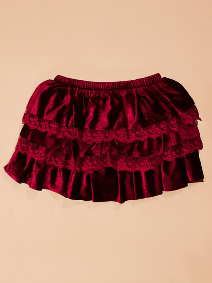 Ruby Tiered Velvet Skirt - TULLABEE