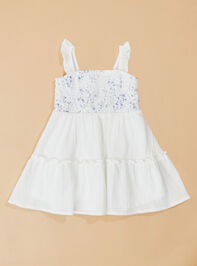 Jessie Embroidered Flutter Dress Detail 2 - TULLABEE