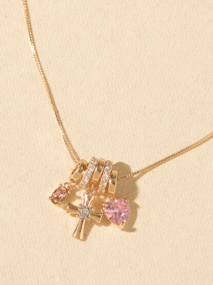 Heart Cross Charm Necklace - TULLABEE