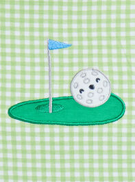 Putt Practice Baby Gingham Romper Detail 3 - TULLABEE