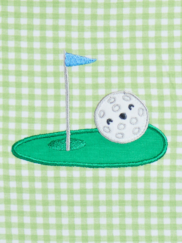Putt Practice Baby Gingham Romper Detail 3 - TULLABEE