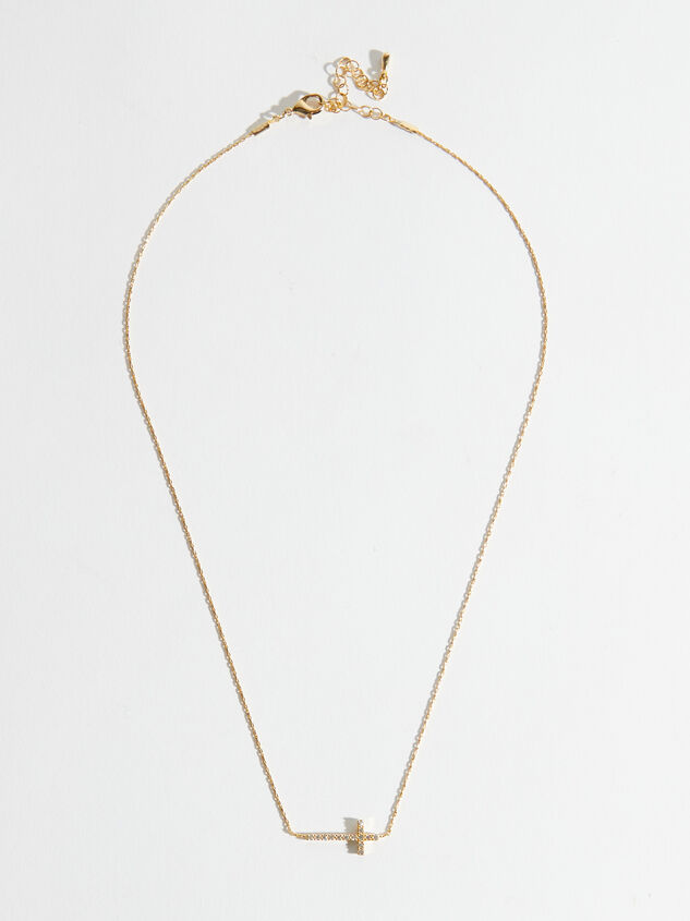 18K Gold Dipped Crystal Cross Necklace Detail 4 - TULLABEE