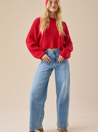 Makayla Waffle Cropped Sweater Detail 2 - TULLABEE