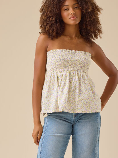 Sawyer Floral Eyelet Tube Top - TULLABEE