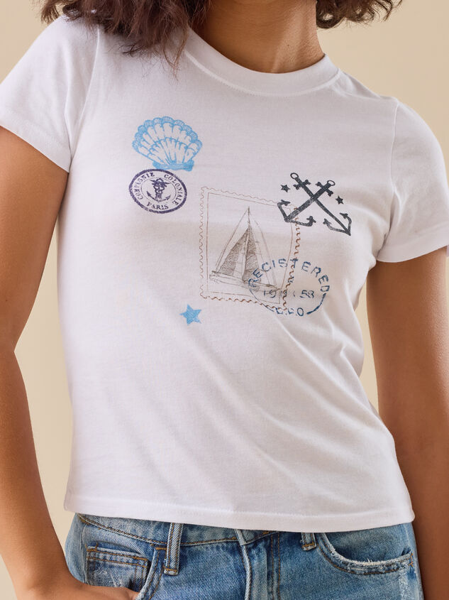 Postage Stamp Baby Tee Detail 4 - TULLABEE