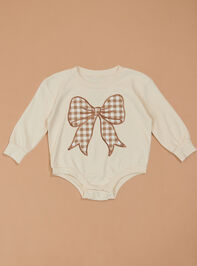 Gingham Bow Bubble Sweatshirt Detail 2 - TULLABEE