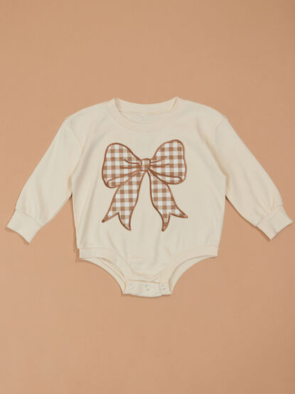 Gingham Bow Bubble Sweatshirt - TULLABEE