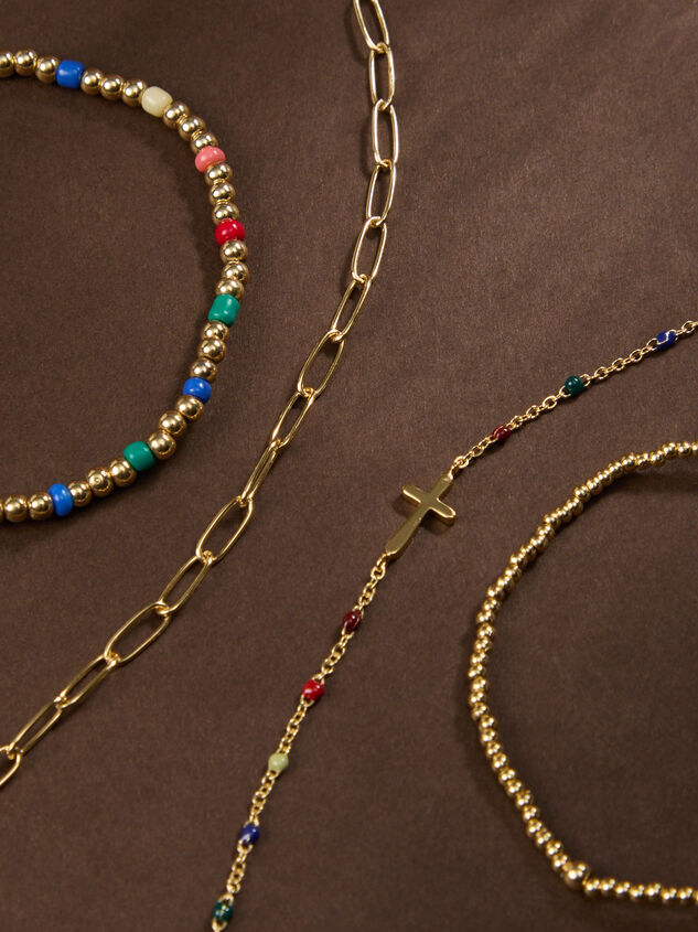 Painted Bead Cross Bracelet Set - TULLABEE