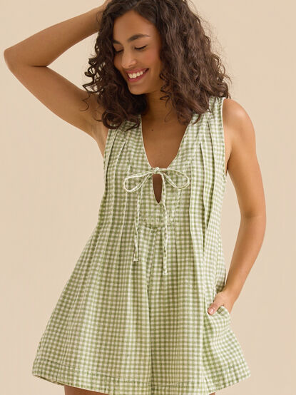 Evie Gingham Denim Romper - TULLABEE