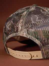 Run The Dang Ball Camo Trucker Hat Detail 3 - TULLABEE
