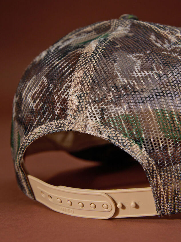 Run The Dang Ball Camo Trucker Hat Detail 3 - TULLABEE