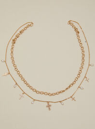 Pearly Cross Dangle Necklace - TULLABEE
