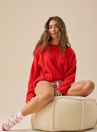 Nicole Cable Knit Oversized Sweater Detail 2 - TULLABEE