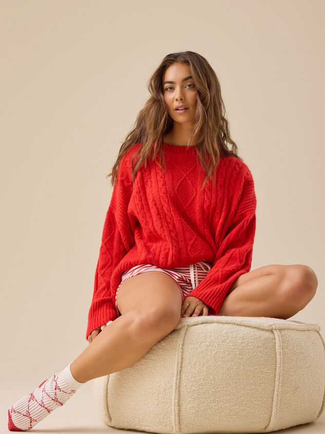 Nicole Cable Knit Oversized Sweater Detail 2 - TULLABEE