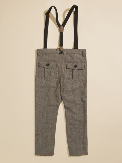 Carter Tweed Toddler Pants + Suspenders by Me + Henry - TULLABEE