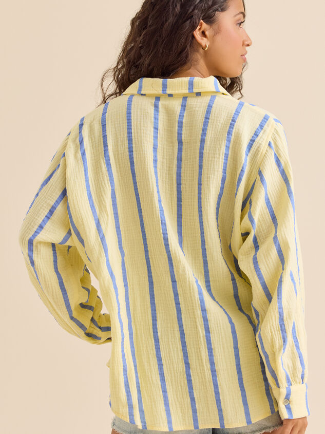 Vienna Striped Button Down Top Detail 5 - TULLABEE