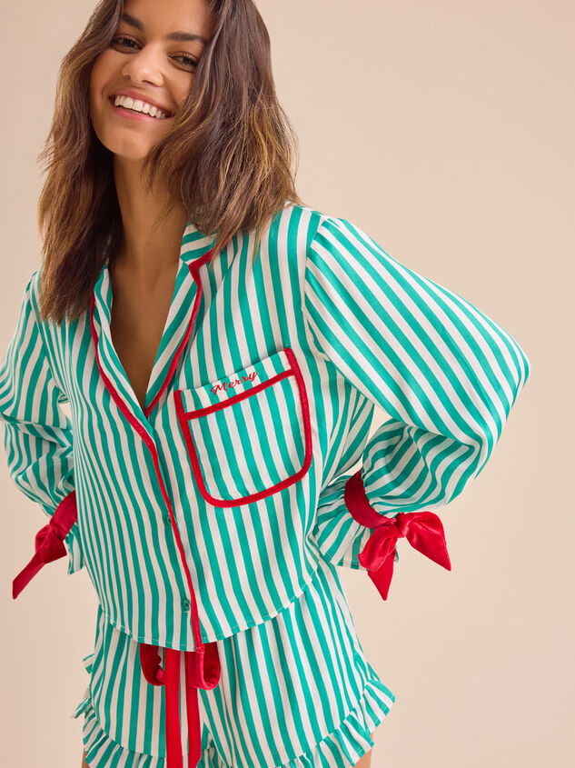 Aspen Striped Sleep Top Detail 3 - TULLABEE