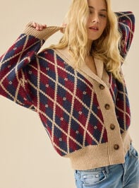 Karla Argyle Oversized Cardigan Detail 3 - TULLABEE