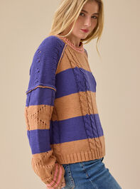 Cece Varsity Stripe Sweater Detail 3 - TULLABEE
