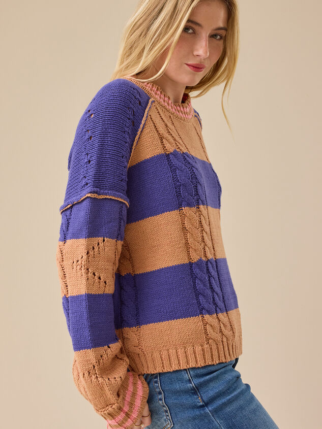 Cece Varsity Stripe Sweater Detail 3 - TULLABEE