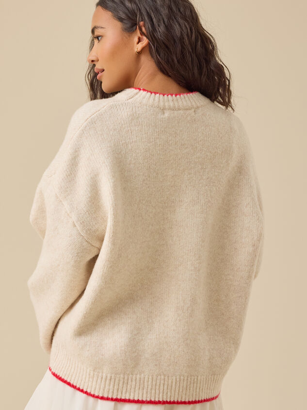 Love Contrast Trim Sweater Detail 5 - TULLABEE