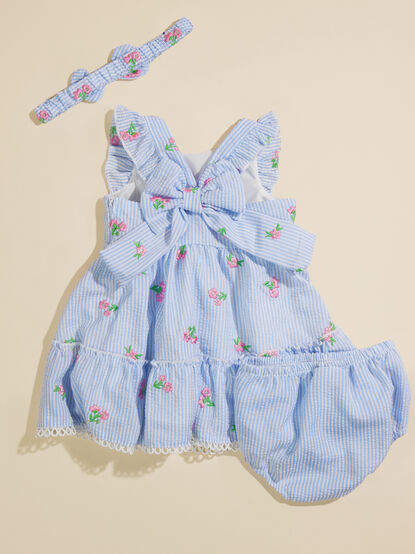 Everlee Seersucker 3-Piece Baby Dress Set - TULLABEE