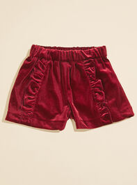 Paisley Velvet Ruffle Shorts by Vignette Detail 2 - TULLABEE