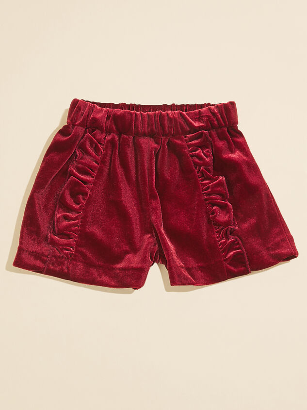 Paisley Velvet Ruffle Shorts by Vignette Detail 2 - TULLABEE