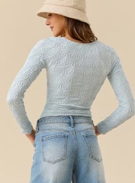 Blaire Seamless Floral Long Sleeve Cami Detail 3 - TULLABEE