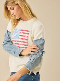 USA Denim Sleeve Sweater Detail 3 - TULLABEE